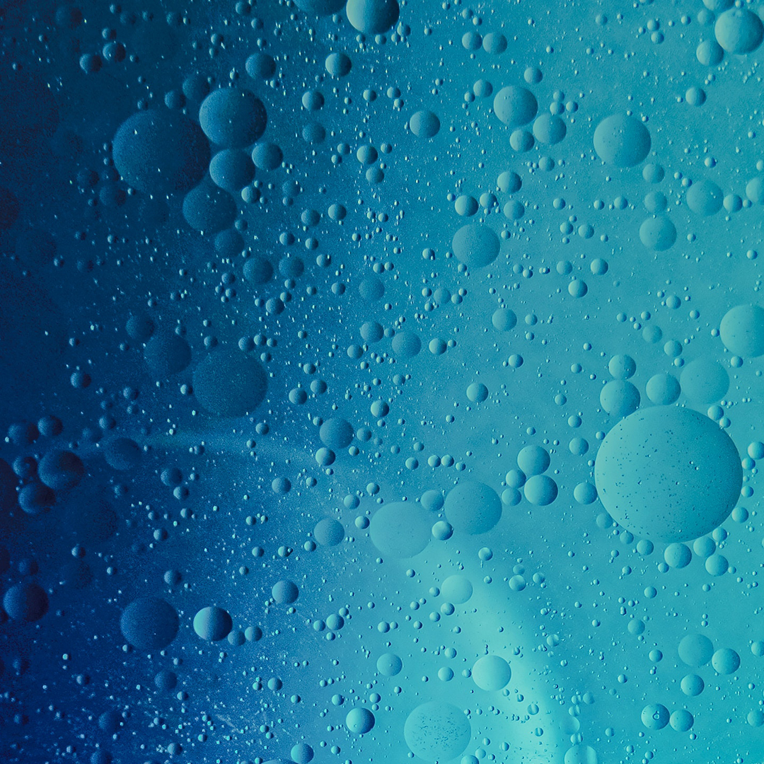 AI in research technology platforms - blue bubbly image representing research and learning